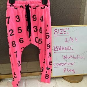 Nununu neon pink shrunk jogger sweatpants numbers